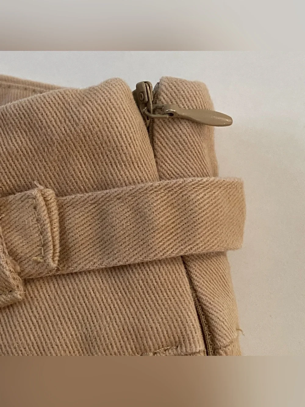 Zara Kids School Uniform Belted Pleated Khaki Tan Mini Skirt Girl's Size 11-12